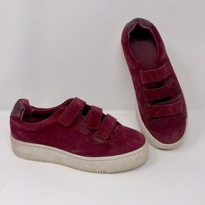 Sandro Paris Anita Leather Suede Trainers Sneakers Women Bordeaux Size 36/5.5